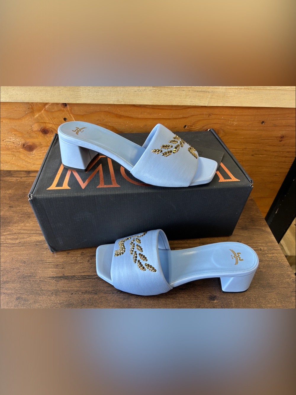 MCM Chambray blue slide heels size 40 - Picture 2 of 5